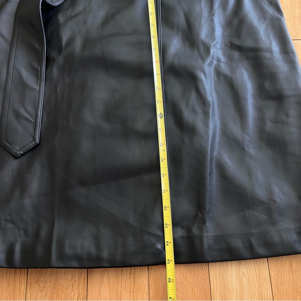NWT Hutch Stasia Faux Leather Suede Trench Coat Colorblock Black Tan Size Small - Picture 11 of 14